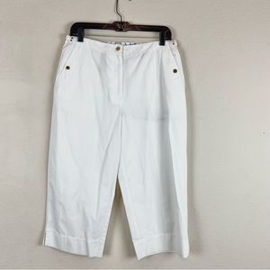 Ralph Lauren White High-Waisted Wide Leg Capri Pants